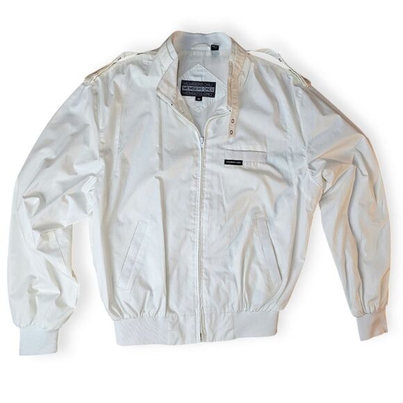 Vintage Members Only White Full Zip Windbreaker Jacket - Picture 9 of 9